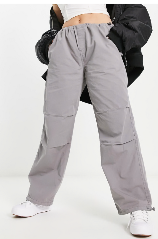 Stradivarius parachute pants in light gray