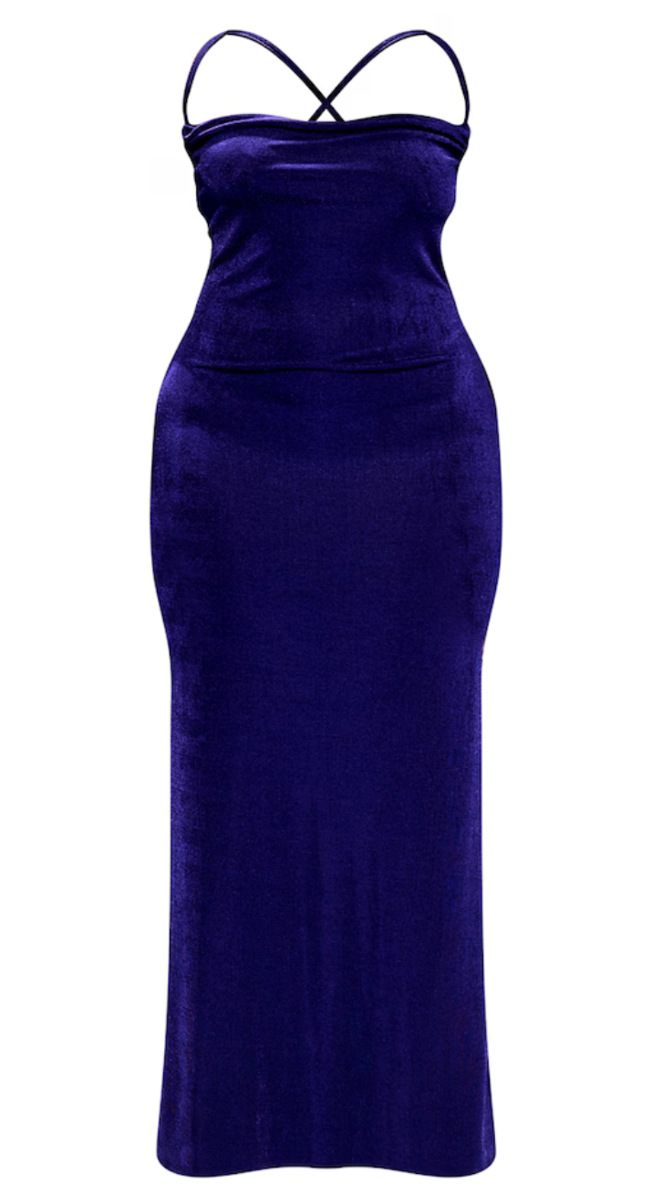 Plus Navy Acetate Low Back Ruched Bum Maxi Dress