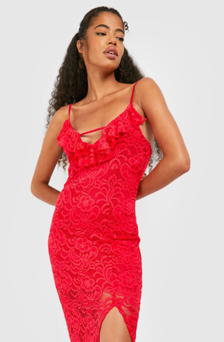 LACE SPLIT LEG MIDAXI DRESS